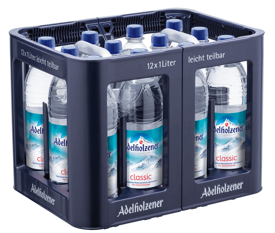 Kiste Mineralwasser mit Glasflaschen